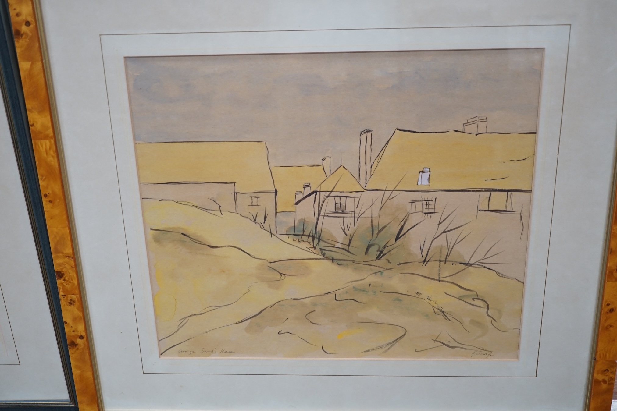 R. Fiolka, two ink and watercolours, 'George Sands’ House', signed and dated ‘90 and 'La Dordogne à Liborne', signed and dated ’90, largest 34 x 39cm. Condition - fair to good, some discolouration